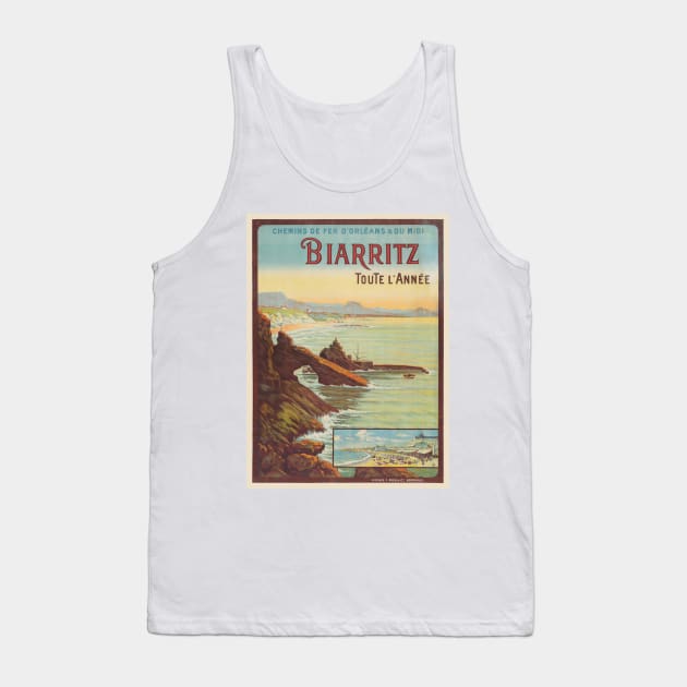 Biarritz toute l'année France Vintage Poster 1914 Tank Top by vintagetreasure